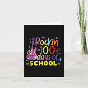 Rockin' 100 Days Of School Guitar Lover Kids Boys  Card