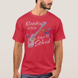 Rockin 100 Days Of School Guitar Music Teacher  T-Shirt