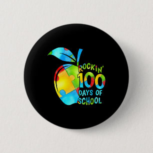 Rockin' 100 Days Of School Puzzle Apple Autism Awa 6 Cm Round Badge
