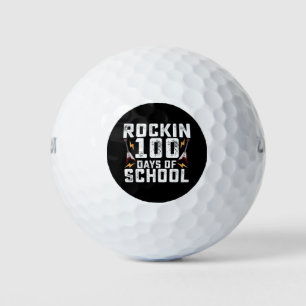 Rockin 100 Days of School Rock Guitar Vintage Golf Balls