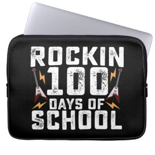 Rockin 100 Days of School Rock Guitar Vintage Laptop Sleeve