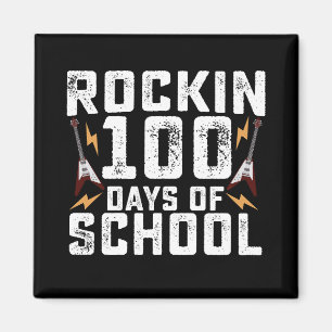 Rockin 100 Days of School Rock Guitar Vintage Magnet