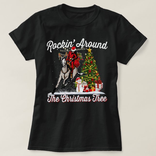 Rockin around Christmas Tree T-Shirt Funny Santa R (Design Front)