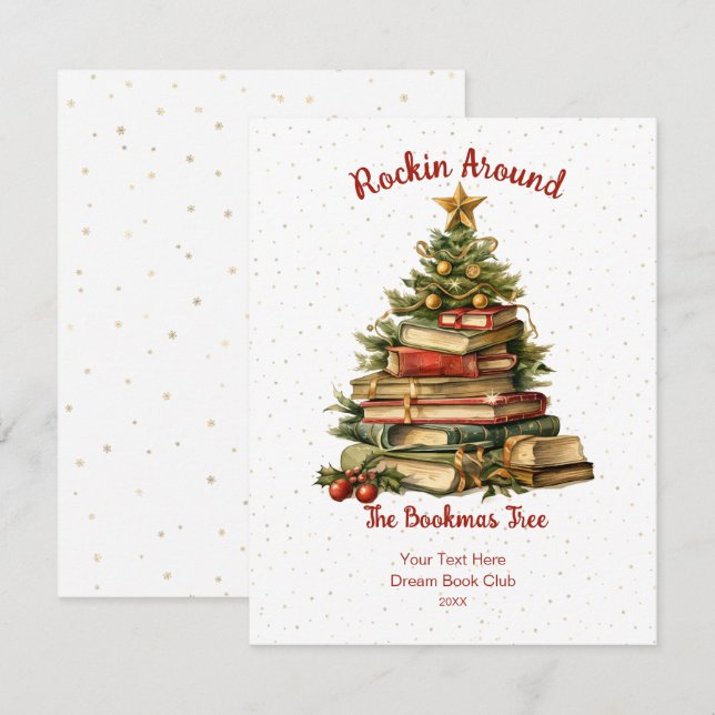 Rockin Around The Bookmas Tree Holiday Card (Front/Back)