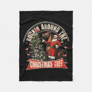 Rockin' Around The Christmas Funny Cowboy Trump We Fleece Blanket