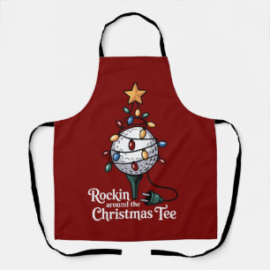 Rockin Around The Christmas Tee Funny Golf Xmas Apron