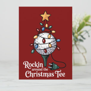 Rockin Around The Christmas Tee Funny Golf Xmas Holiday Card