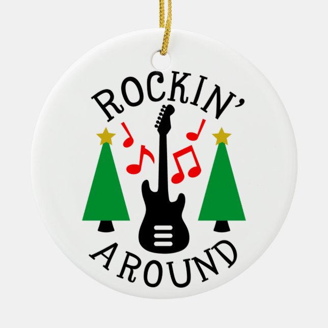 Rockin' Around the Christmas Tree Ceramic Tree Decoration (Front)