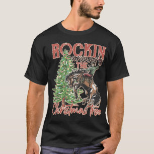 Rockin' Around The Christmas Tree Cowboy Santa Rid T-Shirt