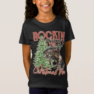 Rockin' Around The Christmas Tree Cowboy Santa Rid T-Shirt