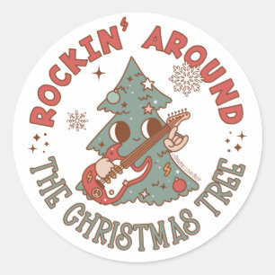 Rockin Around the Christmas Tree © GraphicLoveShop Classic Round Sticker