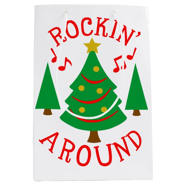 Rockin' Around the Christmas Tree Medium Gift Bag (Front)