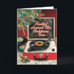 Rockin' Around The Christmas Tree Record Player  Holiday Card<br><div class="desc">Rockin' Around The Christmas Tree Record Player Christmas Cards. They will be filled with cheer when they open the mailbox to find this fun Retro Christmas Card! Remember your friends, family associates with our Retro Christmas Cards! Customise the greeting inside, add a photo or logo, and sign in your choice of...</div>