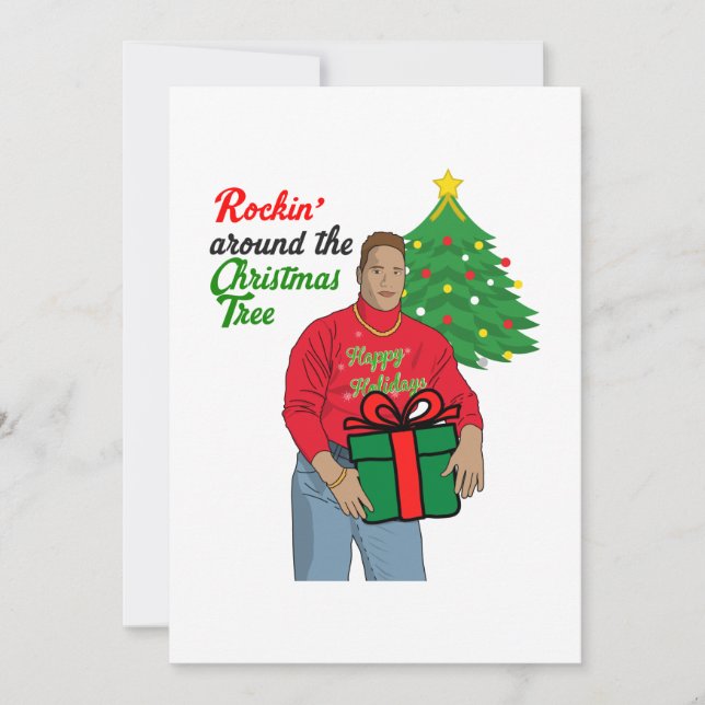 Rockin' Around The Christmas Tree (The Rock) Invitation (Front)