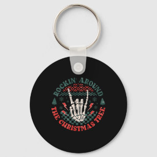 Rockin Around The Christmas Tree Ugly Heavy Metal Key Ring