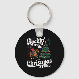 Rockin’ Around The Cowboy Christmas Tree Western X Key Ring