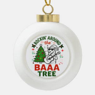 Rockin' around the tree with a cool Christmas goat Ceramic Ball Christmas Ornament