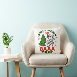 Rockin' around the tree with a cool Christmas goat Cushion