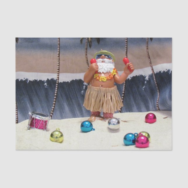 Rockin' Beach Party Santa Christmas Tissue Paper (Front)