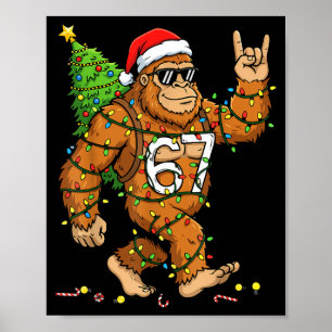 Rockin' Bigfoot Christmas Tree Xmas Lights Funny 6 Poster
