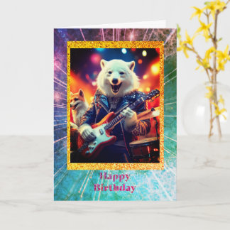 Rockin' Birthday Car, 5" x 7" Folded Greeting Card