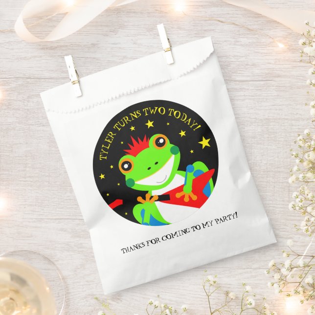 Rockin' Birthday Tree Frog with Red Guitar Favour Bags (Clipped)