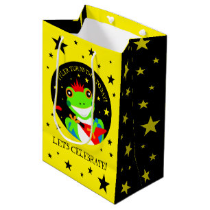 Rockin' Birthday Tree Frog with Red Guitar Medium Gift Bag