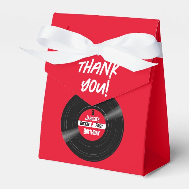 Rockin Birthday Vinyl Record Red  Favour Box (Front Side)