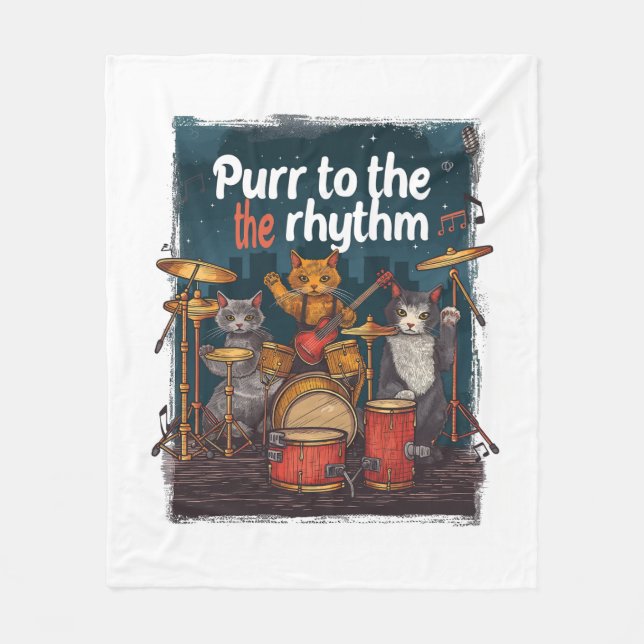 Rockin' Cat Band Fleece Blanket (Front)