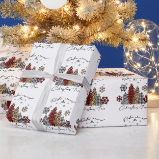 Rockin’ Christmas Plaid Leopard Print Trees Wrapping Paper