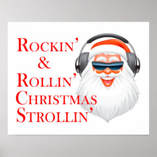 Rockin' Cool Santa Claus With Headphones Poster