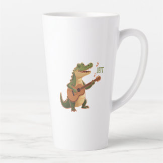Rockin’ Crocodile with Guitar – Fun Cartoon Animal Latte Mug