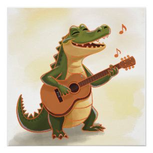 Rockin’ Crocodile with Guitar – Fun Cartoon Animal Poster