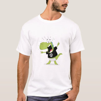 Rockin’ Dino – Funny Heavy Metal T-Rex Cartoon  T-Shirt