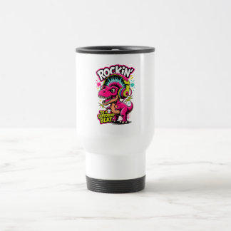 Rockin' Dino T-Rex – Funny Dinosaur Music Lover Travel Mug