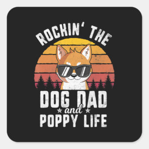 Rockin dog dad and puppy life   shiba inu gift square sticker