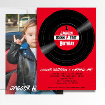 Rockin First Birthday Photo Vinyl Record Red Label
