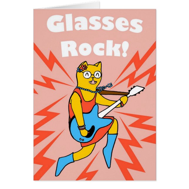 Rockin' glasses cat card (Front)