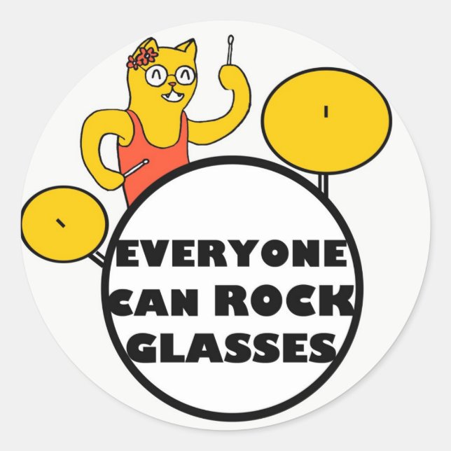 Rockin' glasses cat stickers (Front)