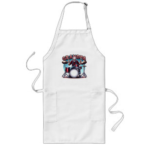 Rockin' Grandpa Playing Drums Long Apron