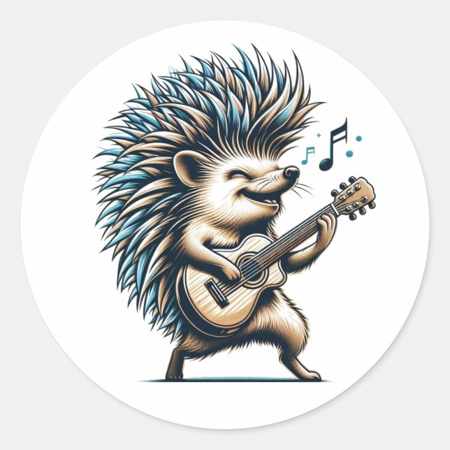 Rockin' Hedgehog Guitar Sticker (Front)