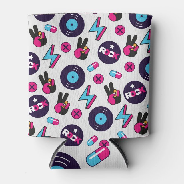 Rockin' Hippie: Vinyl Vintage Pattern Can Cooler (Front)