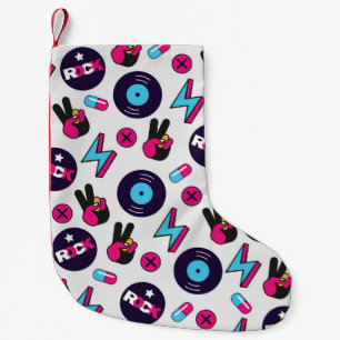 Rockin' Hippie: Vinyl Vintage Pattern Small Christmas Stocking