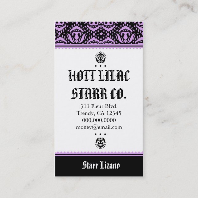 ROCKIN' *HOTT LILAC STARR BUSINESS CARD (Front)