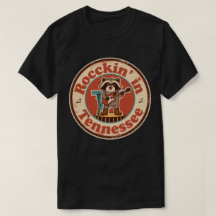 Rockin’ in Tennessee_ Retro Racoon Music Artwork T-Shirt