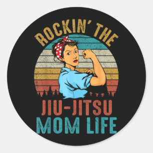 Rockin Jiu Jitsu Mum Life BJJ Brazillian Jujitsu Classic Round Sticker