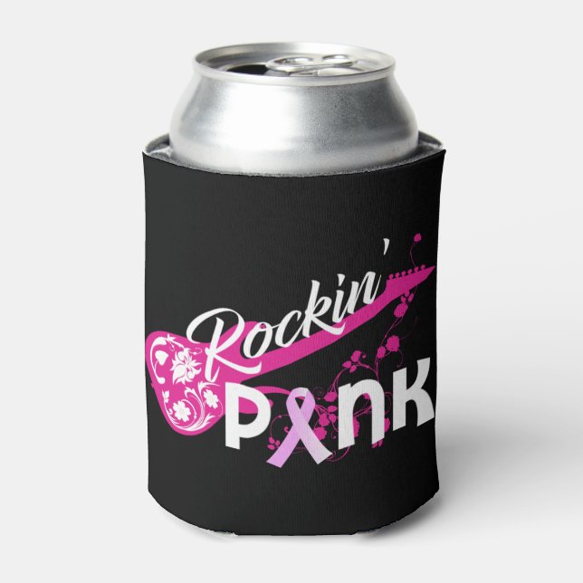 Rockin' Pink Breast Cancer Awareness Can Cooler (Can Front)