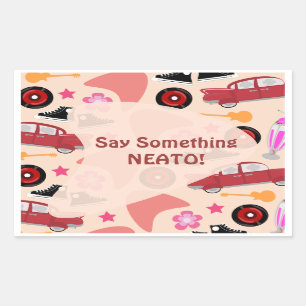 Rockin Pink Fifties Pattern Party Time Custom Rectangular Sticker