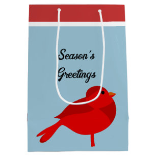Rockin’ Robin, Cute Red Cardinal Nature Cartoon Medium Gift Bag