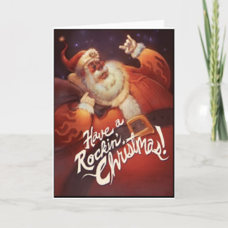 Rockin' Santa Claus Holiday Card